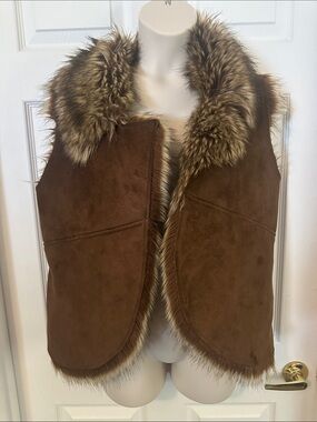 Chico's Faux Fur Jacket in Dark Brown